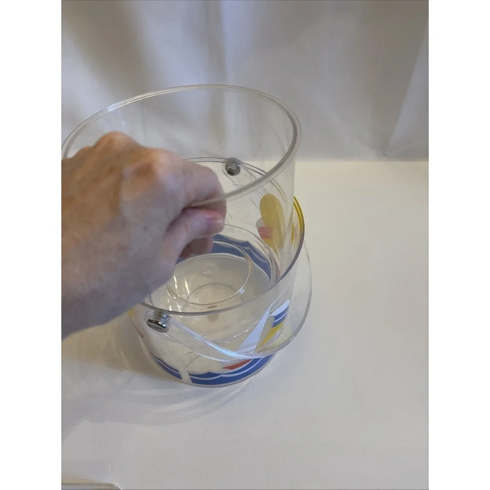 VTG 1990's Wellington SailBoat & Lighthouse Acrylic Pitcher/IceBucket‎ Tongs